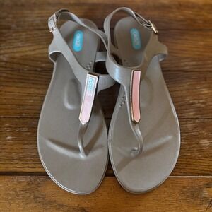 Oka-B Carson Women's Sandals Sz 9 EUC Beige w/Gold Buckle